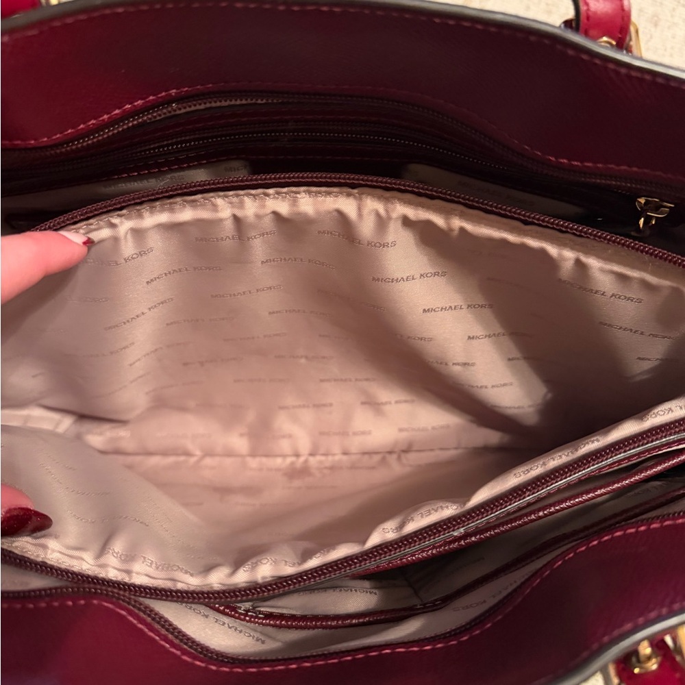 Michael Kors Burgundy and Brown Tote Bag - Picture 5 of 11